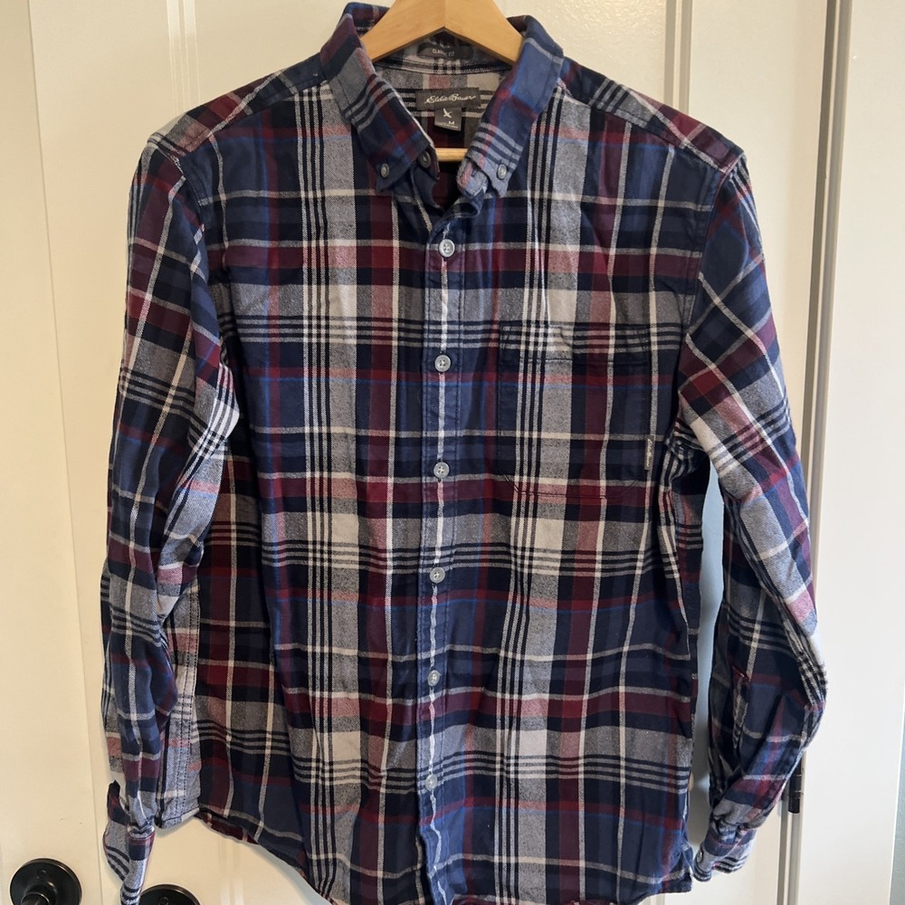Eddie Bauer Plaid Flannel Shirt Long Sleeve Button Up Casual Top Mens Medium